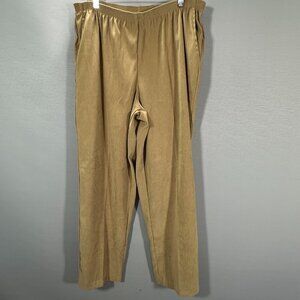 Alfred Dunner Pants Womens 18 Tan Stretch Elastic Waist Pull On Pockets Straight